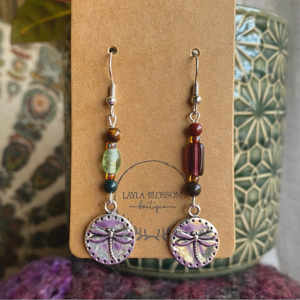 handmade boho natural stone earrings